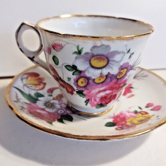 Royal Stafford England Tea Cup & Saucer set #1841 Floral Bouquet - Picture 1 of 16